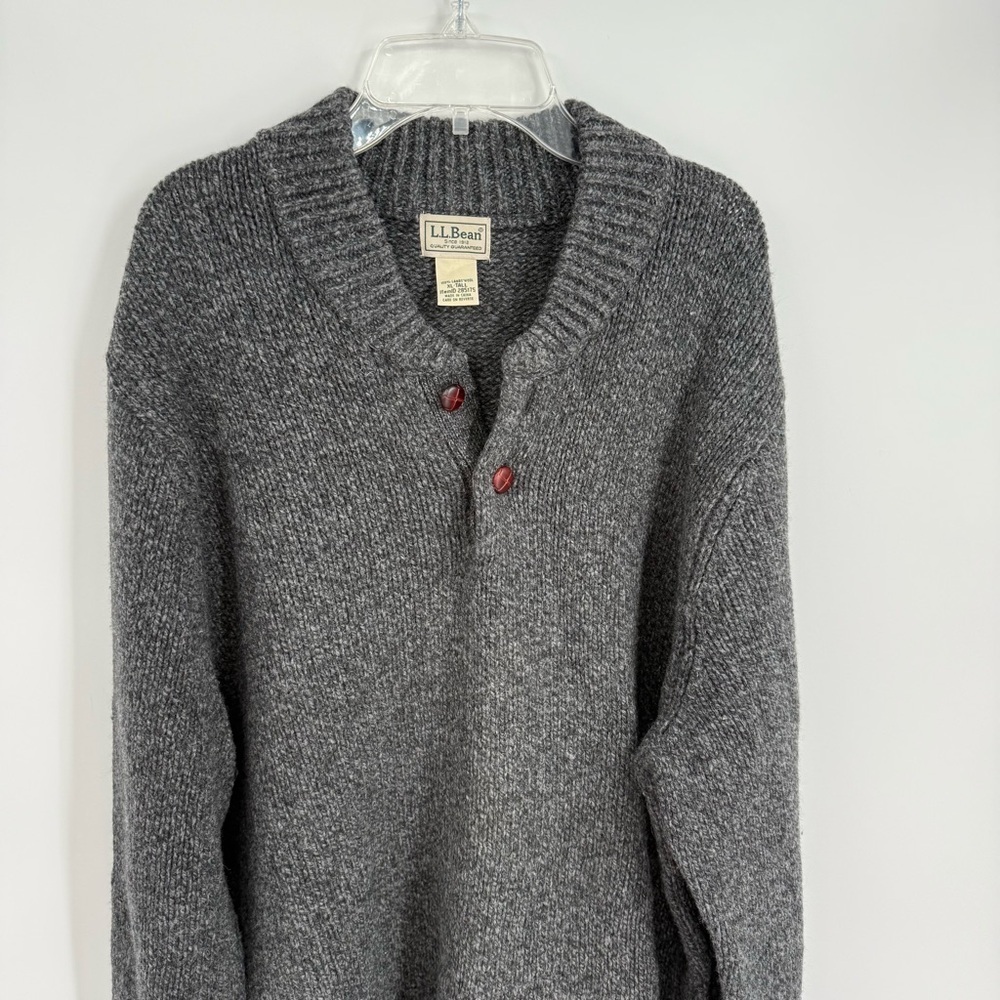 LL Bean 100% Lambs Wool Mens Ragg Size XL Tall Sweater Item ID 285175 Gray - Picture 5 of 10